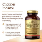 Solgar Choline/Inositol 500 mg/500 mg,100 Vegetable Capsules-Energy Metabolism,Liver Health,Essential for Brain&Nerve Function-Non-GMO,Vegan,Gluten Free,Dairy Free,Kosher-50 Servings,(Pack of 2)