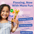 SmartLifeco Eco-Friendly Kids Flossers (200ct) - Dental Floss Picks for Children Made with Straw Wheat, Fluoride & PFA Free, Toothpick Flossing Sticks for Toddler Teeth, No Shred Thread, Unflavored