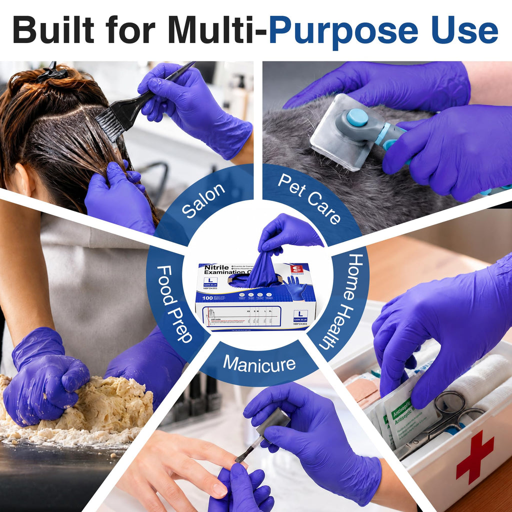 Schneider Medical Nitrile Exam Gloves, Powder & Latex Free, Darkblue 100 Ct
