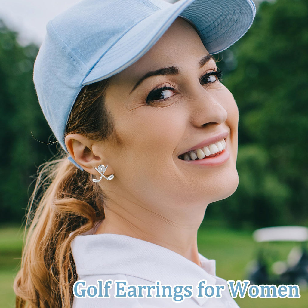 SmileBelle Sterling Silver Golf Earrings for Women Golfer Gifts Accessories