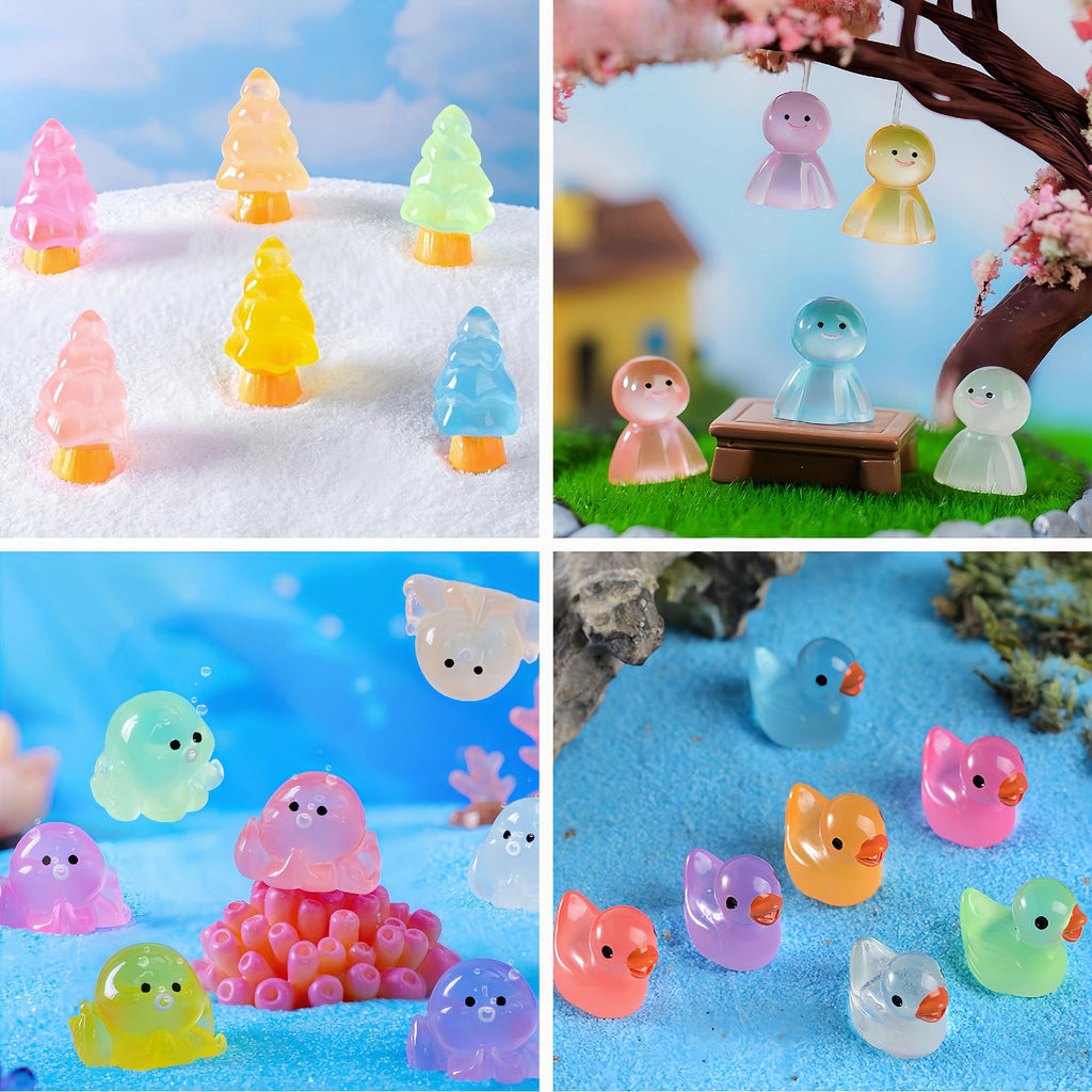 ElpizoFos 130pcs Various Luminous Mini Resin Animal Fairy Garden Miniature