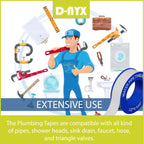 D-NYX 10 Rolls Extra Long Teflon Tape 1/2 Inch(W) X 520 Inches(L) - Plumbers PTFE Tape – Thread Seal - Perfect for Shower Heads and Pipe - Home Plumbing Pipe Sealing - Sealant Tape
