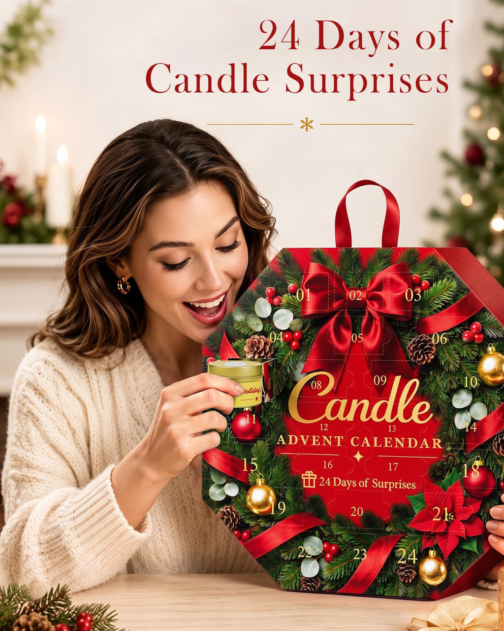 Candle Advent Calendar 2026, 24-Day Scented Candle Gift Set for Women