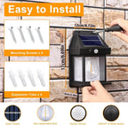Joomer Solar Wall Lights Outdoor 2PACK,Solar Wall Lantern with 3 Modes & Motion Sensor,Dusk to Dawn Porch Lights Fixture,Waterproof Exterior Lighting with Clear Panel for Entryway Front Door