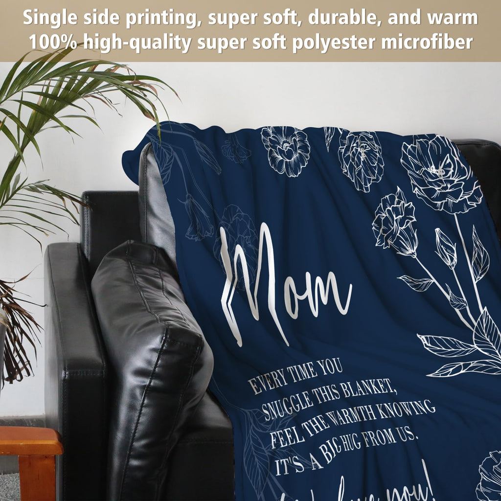 GiltGlimmer Mom Birthday Gifts, Mom Floral Blanket Blue, 60" x 50"