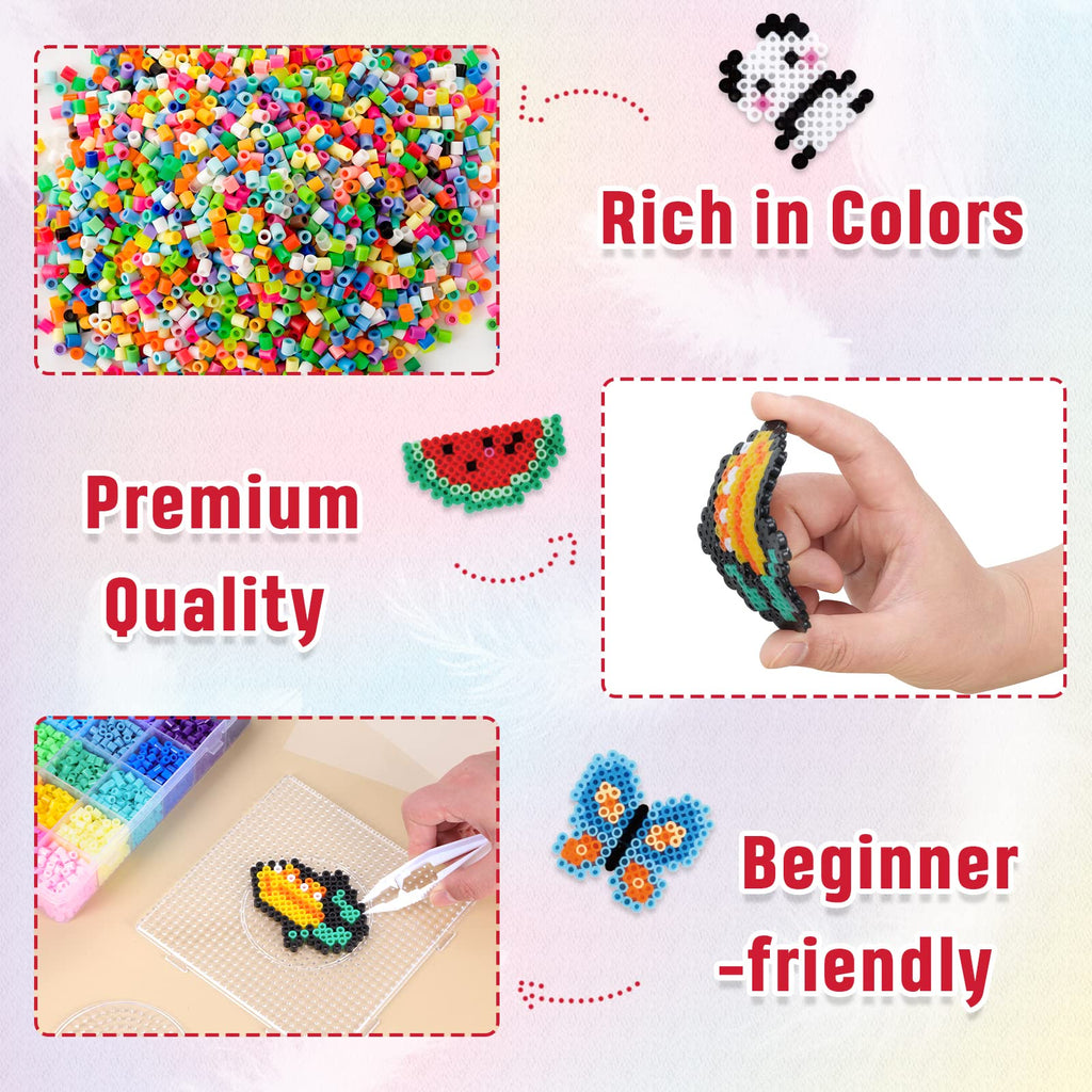 Quefe 24 Colors 5200pcs 5mm Fuse Beads Kit for Kids