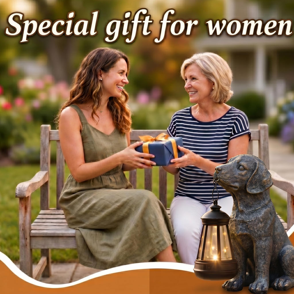 Lyeasw Outdoor Dog Statues Garden Decor with Solar Lantern