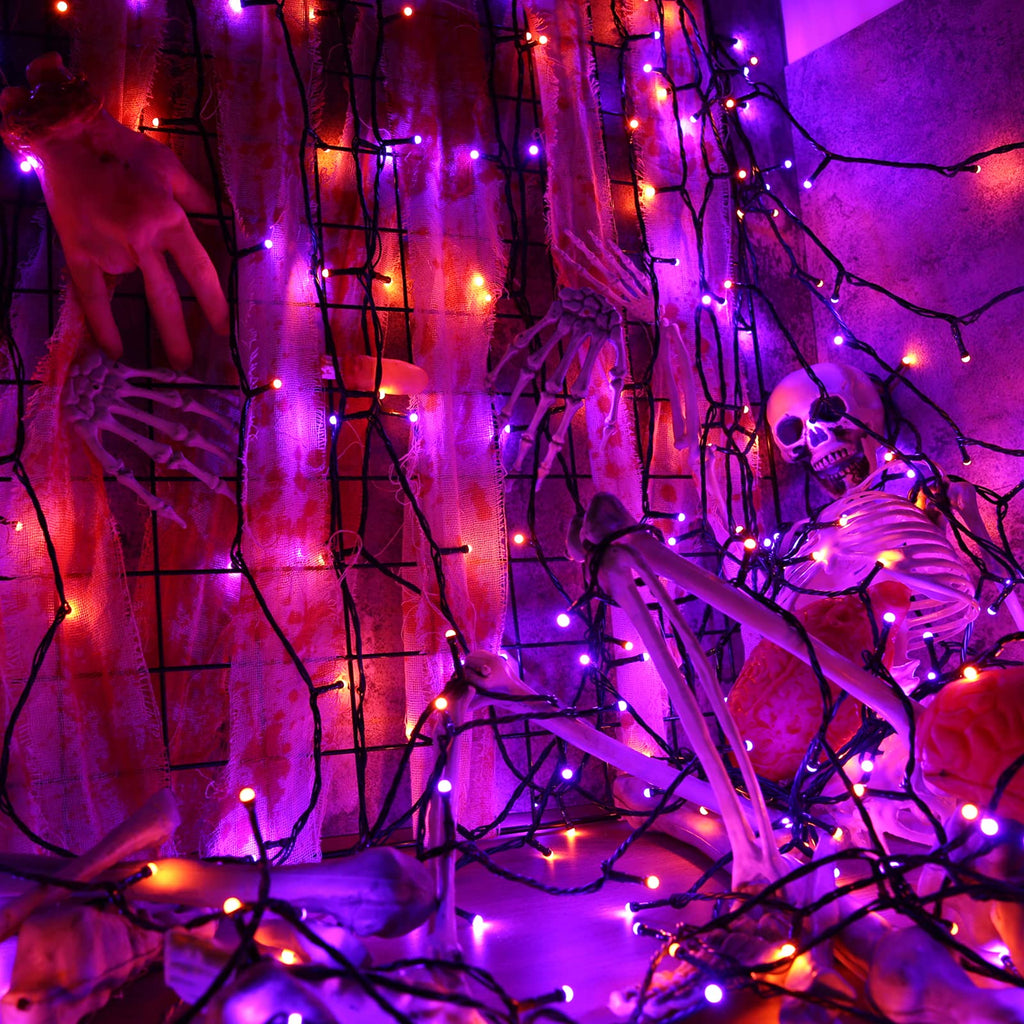 Toodour Orange & Purple Halloween Light, 131ft 350 LED Plug in String Light