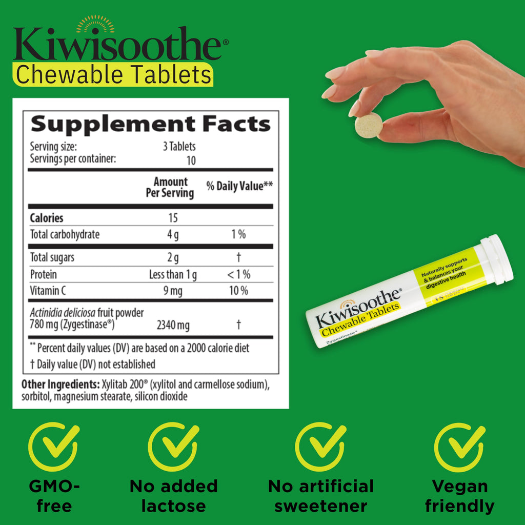 KiwiSoothe Digestive Wellness Supplement, 30 Chewable Tablets