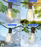 luckystyle 30FT LED Outdoor String Lights with 10+1 Edison Shatterproof Waterproof Bulbs, 2700K Commercial Grade Patio Lights, Heavy Duty Outside Hanging Outdoor Lights for Garden Porch Deck Decor
