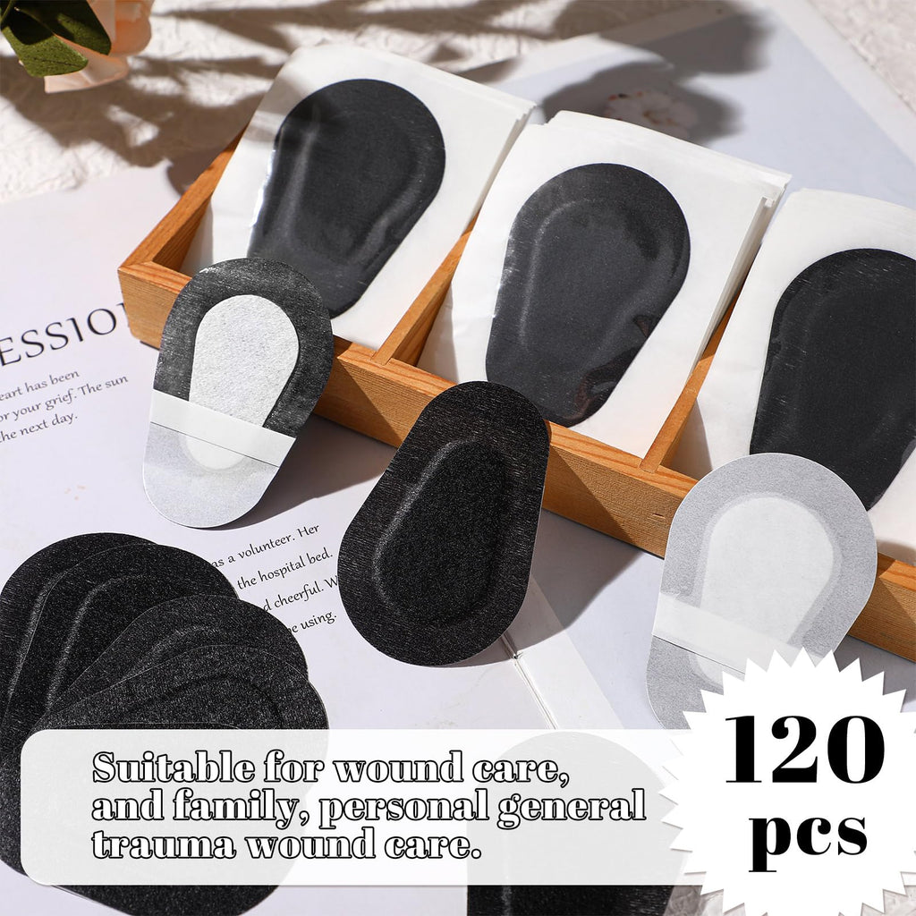 120 Pcs Adhesive Eye Patches, Eye Patches for Adults Pad Disposable Eyepatch Latex Free Adhesive Bandages for Adult(3 x 2 Inch,Black)