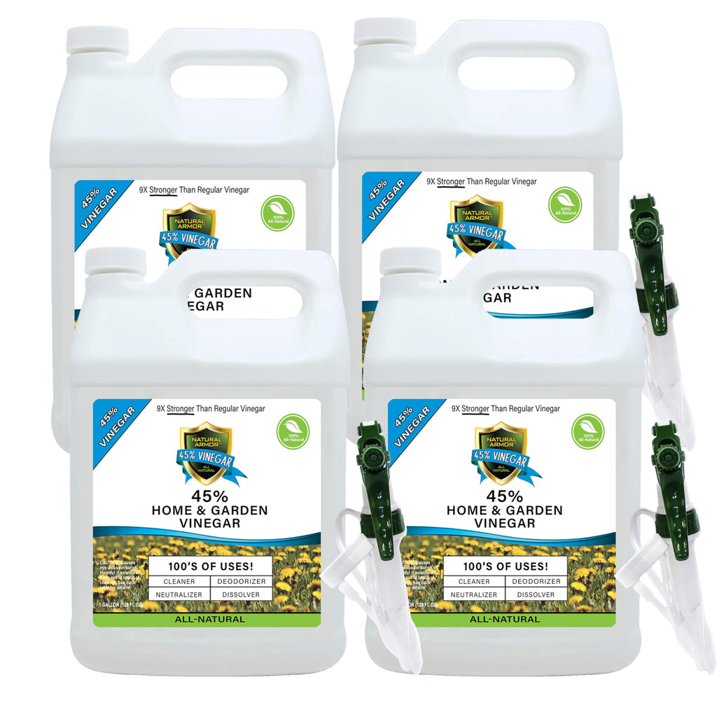 Natural Armor 45% Vinegar Industrial Strength Concentrate - Extra Strength - 9X Stronger Than Regular Vinegar (Case of 4-128 Oz Gallons)