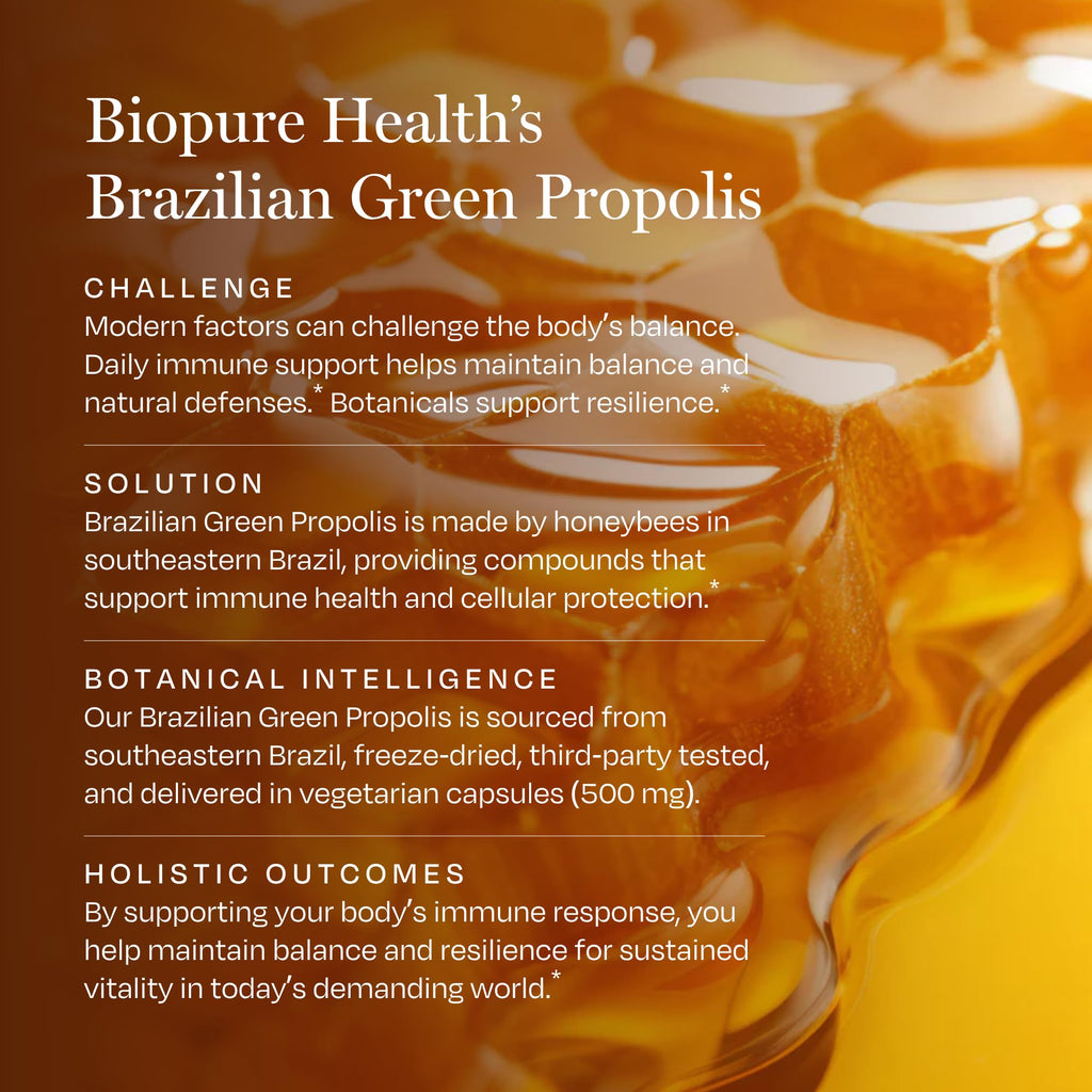 BioPure Brazilian Green Propolis Pure Propolis Extract – Natural Freeze-Dried Extract with Atrepillin-C ad Phenols to Support Respiratory, Gastrointestinal, and Immune Function – 60 Capsules