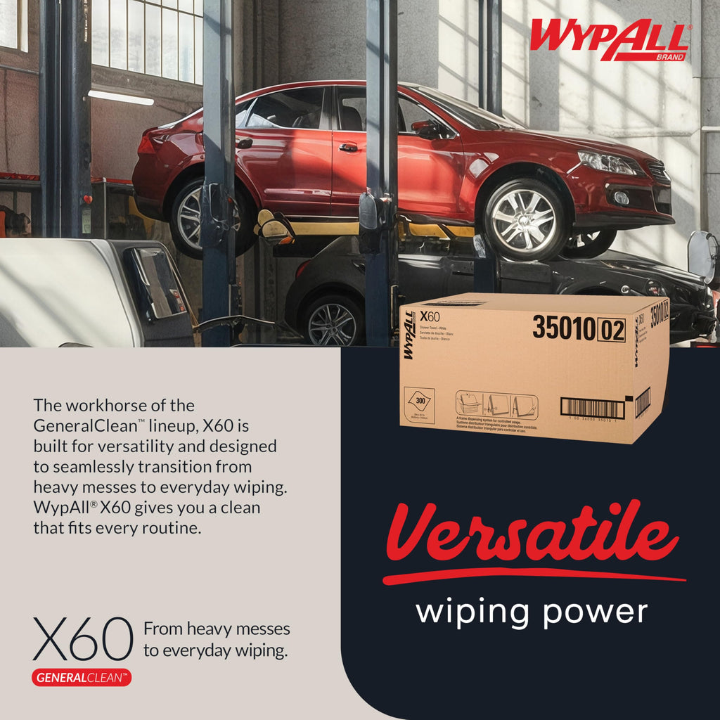 WypAll GeneralClean X60 Cloths Multi-Task Cleaning Wipes (35010), Strong and Absorbent Towels, White (3 Packs of 100 Sheets, 300 Sheet Total)