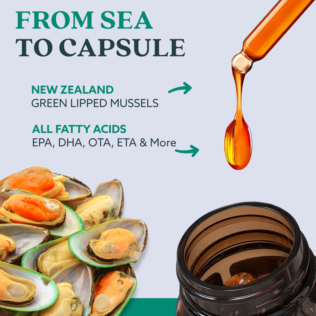 GLX3 Joint Support Extra Strength Omega-3 Supplement | Premium New Zealand Green Lipped Mussel Oil - Comfort, Flexibility, Muscle Recovery - ETA EPA DHA Omega 3 Supplement Capsules by Haka Life