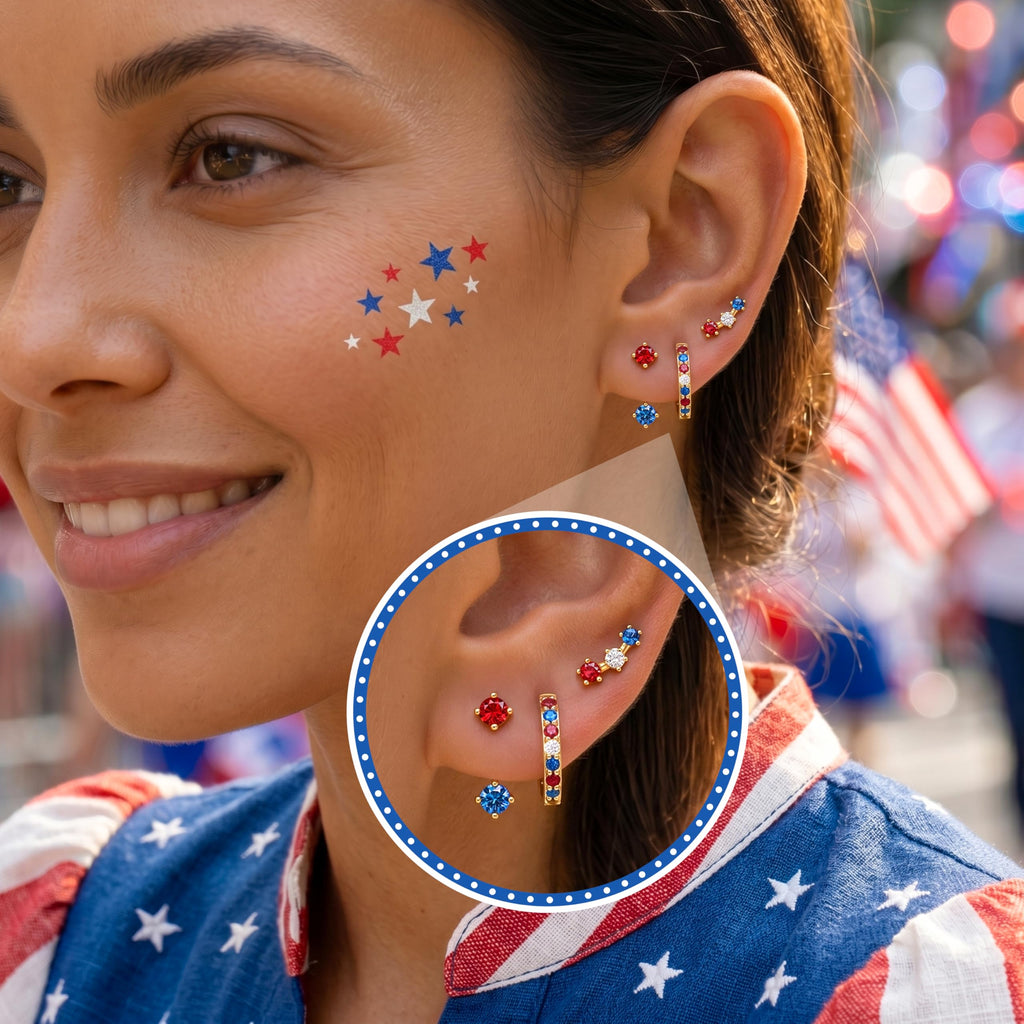 4th of July Earrings for Women Outfits Accessories, 250th Anniversary Fourth of July Deals Independence Day Patriotic Dress Shirts, USA American Flag Red White Blue Hoop Stud Jacket Jewelry