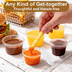 BYSNOW 360 Sets 5.5 oz Plastic Portion Cups with Lids, Small Clear Jello Shot Cup, Disposable Plastic Condiment Containers for Sauce, Salad Dressing, Snacks