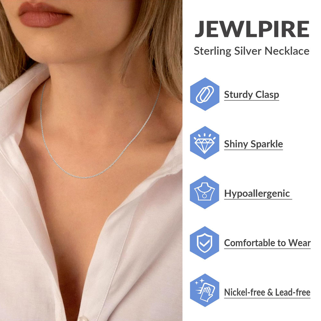 Jewlpire 925 Sterling Silver Chain Necklace for Women, 1.2mm Cable Chain Silver Chain for Women Thin & Dainty & Sturdy Women's Chain Necklaces 18 Inch
