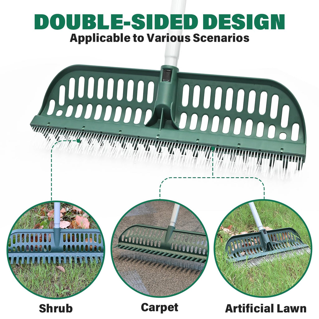 SOYUS Artificial Turf Rake, 2-in-1 Turf Sweeper for Carpets & Garden Lawns
