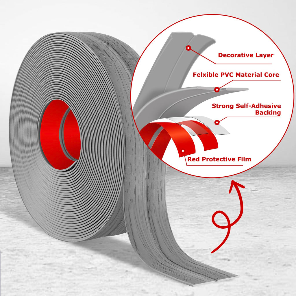 Flexible Wall Corner Protector Moulding Trim Peel and Stick Wall Corner Guards Edge Protector Self Adhesive Molding Trim Strip for Edge Ceiling (Light Gray Wood Grain, 2.4 in x 20 Ft)