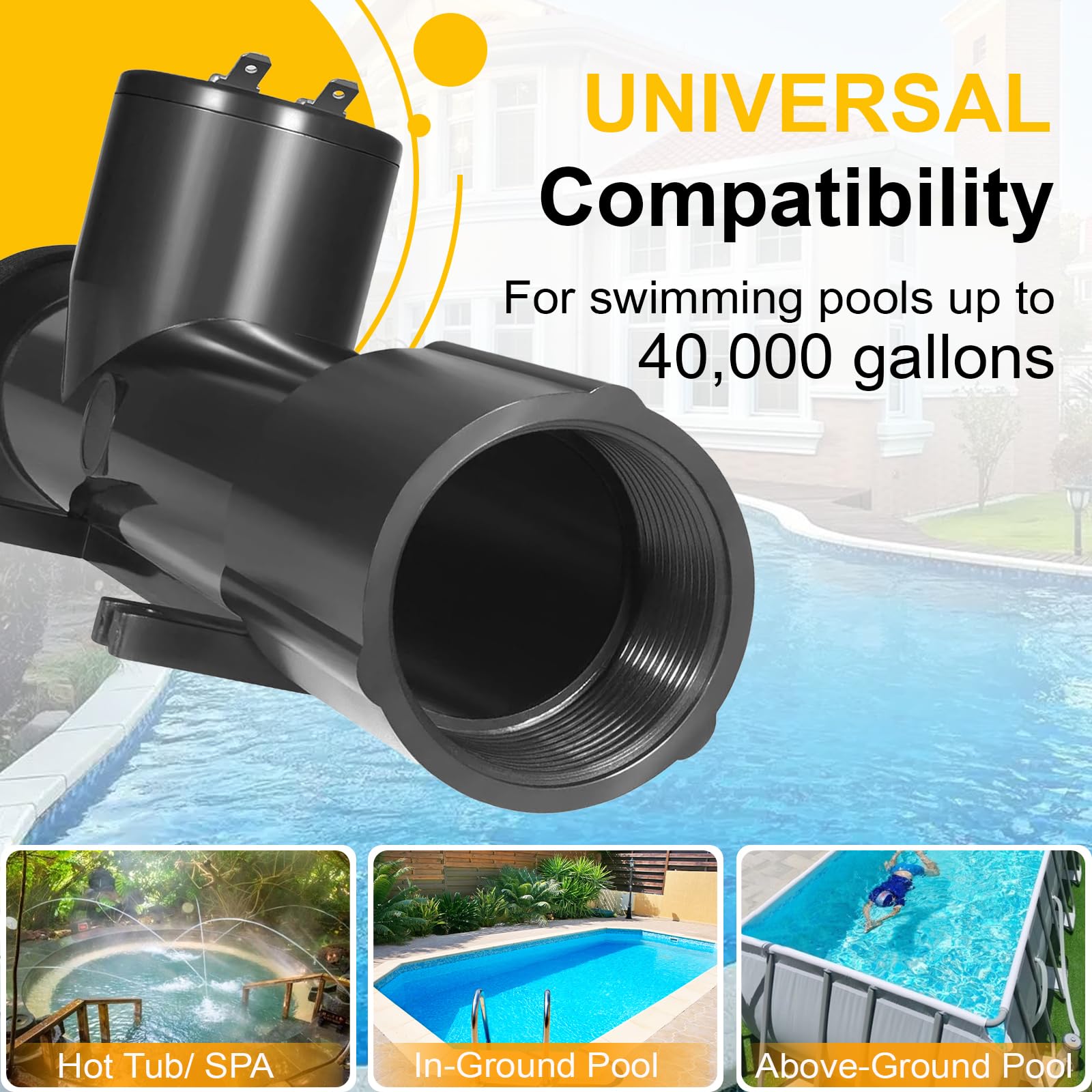 Pool Ionizer,4CH4002-R Pool Cleaner Ionizer Replacement Chamber for Hybrid Pool Treatment System,Fit for Above-Ground Pool, Hot Tub/Spa,In-Ground Pool (4CH4002-R)
