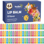 YesBes 64 Pack Lip Balm, Natural Lip Balm Bulk with Vitamin E and Coconut Oil, Moisturizing Lip Balms for Dry Cracked Lips, Lip Balms for Valentines Gifts Stocking Stuffers - 8 Flavors