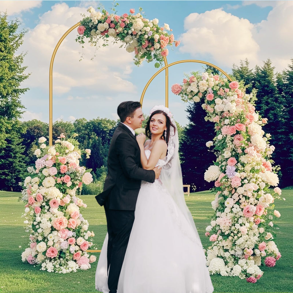 2 Pack Metal Arch Backdrop Stand 7.2FT, 6FT Wedding Balloon Floral Frame