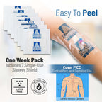 Catheter Cover for Shower – 7 x 7 Inch, 1 Week Supply –Dialysis Port Cover, Prevents Water Damage, Keeps Dressed Wounds Dry – Disposable, Waterproof, Transparent