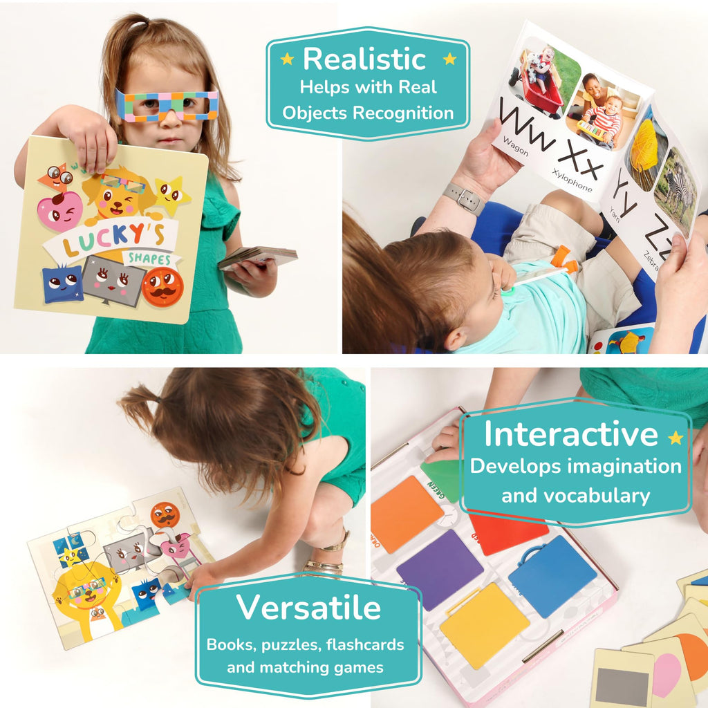 TOYVENTIVE Educational Books, Flash Cards, and Puzzles - Birthday Gifts for 1, 2, 3, and 4 Year Old Boys, Toddler Learning Toys and Activities