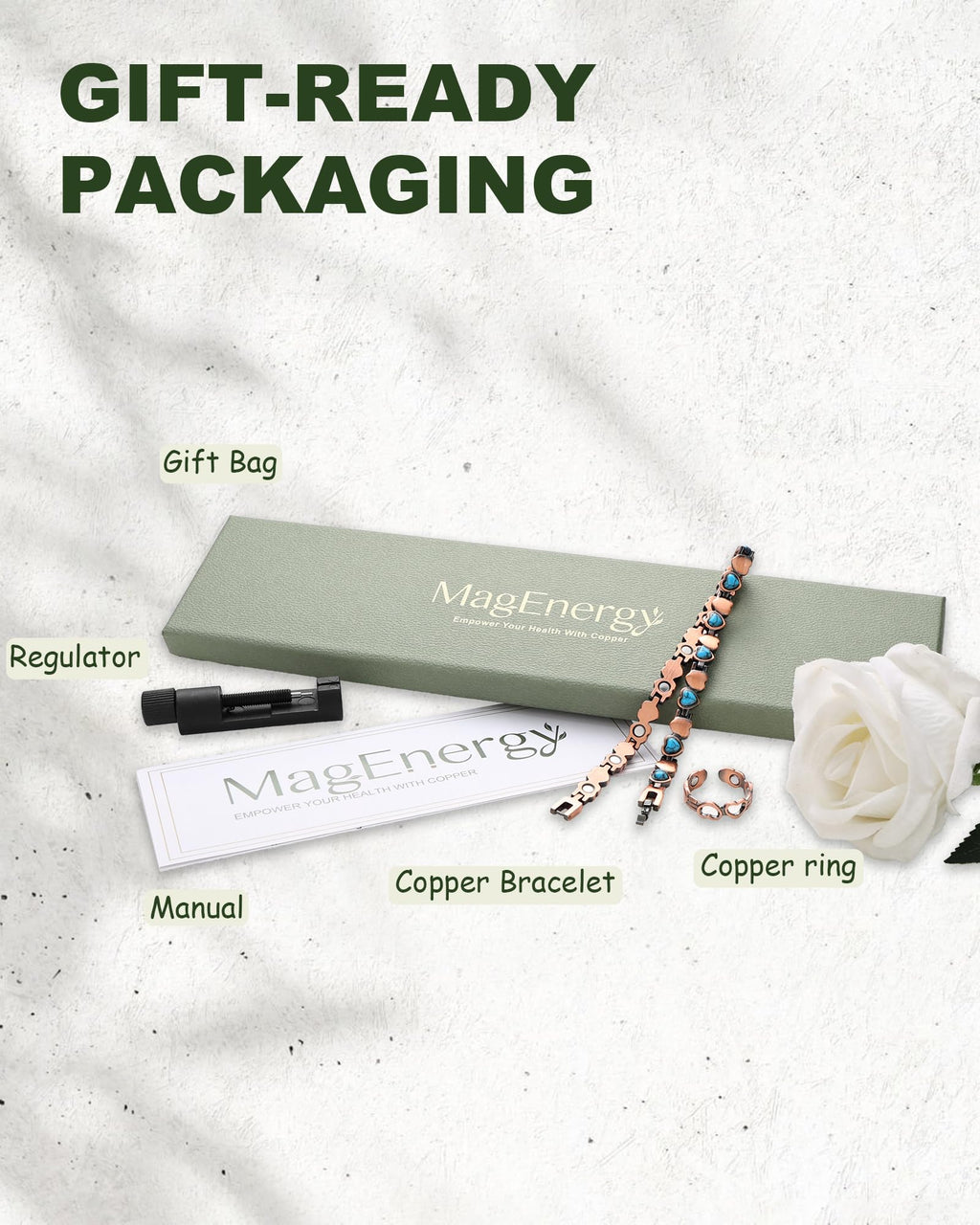 MagEnergy Copper Ankle Bracelet for Women-Lymphatic Drainage Ring-Turquoise