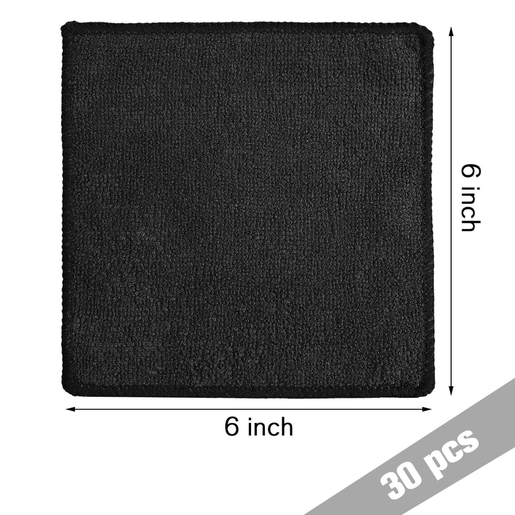 Tanlade Microfiber Cleaning Cloth 6"x6" Cleaning Rags Reasonable Kitchen Towels Microfiber Towels Cars Wash Dry Erase Cloth (Black,30 Pcs)