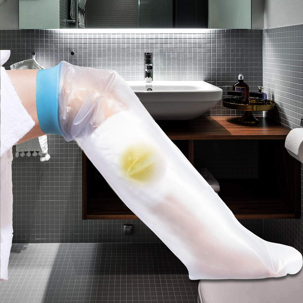 Asunby Waterproof Cast Covers for Shower Leg Adult Full long leg Protection to Wounds, Keeps Cast and Bandage Dry Bath,Watertight Cast Bag Showering for Surgery Foot, Ankle, Knee Burns Reusable
