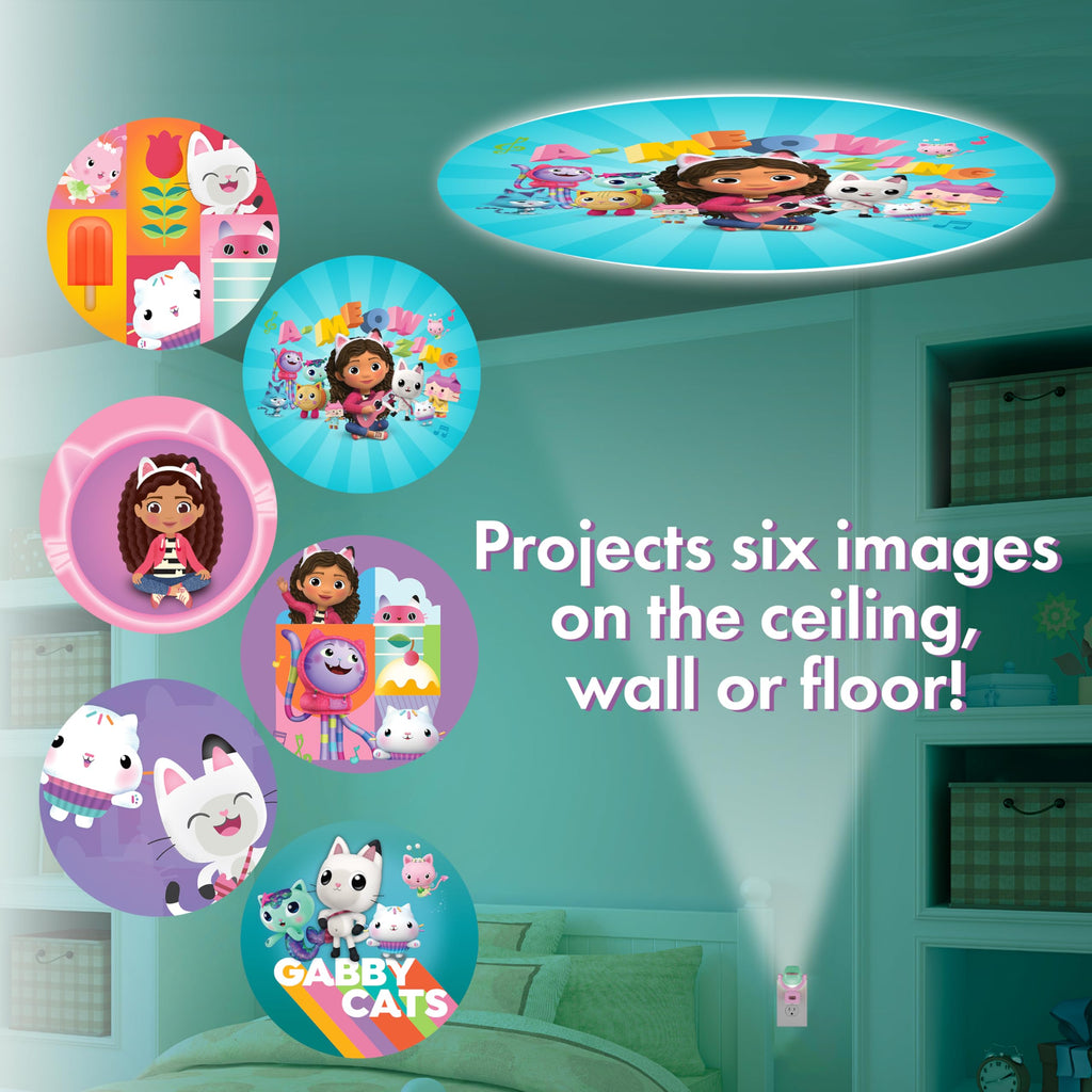 Projectables Gabby's Dollhouse LED Kids Night Light, Projector, Plug-in, Dusk-to-Dawn Sensor, for Bedroom, Bathroom, Playroom, Toyroom, 80079