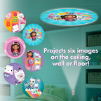 Projectables Gabby's Dollhouse LED Kids Night Light, Projector, Plug-in, Dusk-to-Dawn Sensor, for Bedroom, Bathroom, Playroom, Toyroom, 80079
