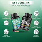 Peakhealth Shilajit Sea Moss Black Seed Oil Ashwagandha Capsules for Man Woman,2 Bottle Combo with Turmeric, Panax Ginseng, Rhodiola,19,445mg Herbal Formula,Energy & Immune Support, 60 Capsules