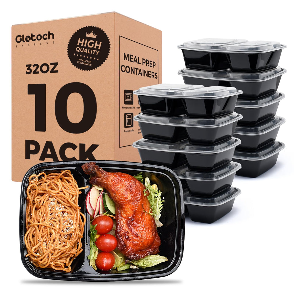 Glotoch Express Meal Prep Containers Reusable 34 OZ 20 PC Disposable Food Container with Lids Storage Plastic Togo Containers Take Away Lunch Container BPA Free, Freezer Safe, Microwave 1 Compartment