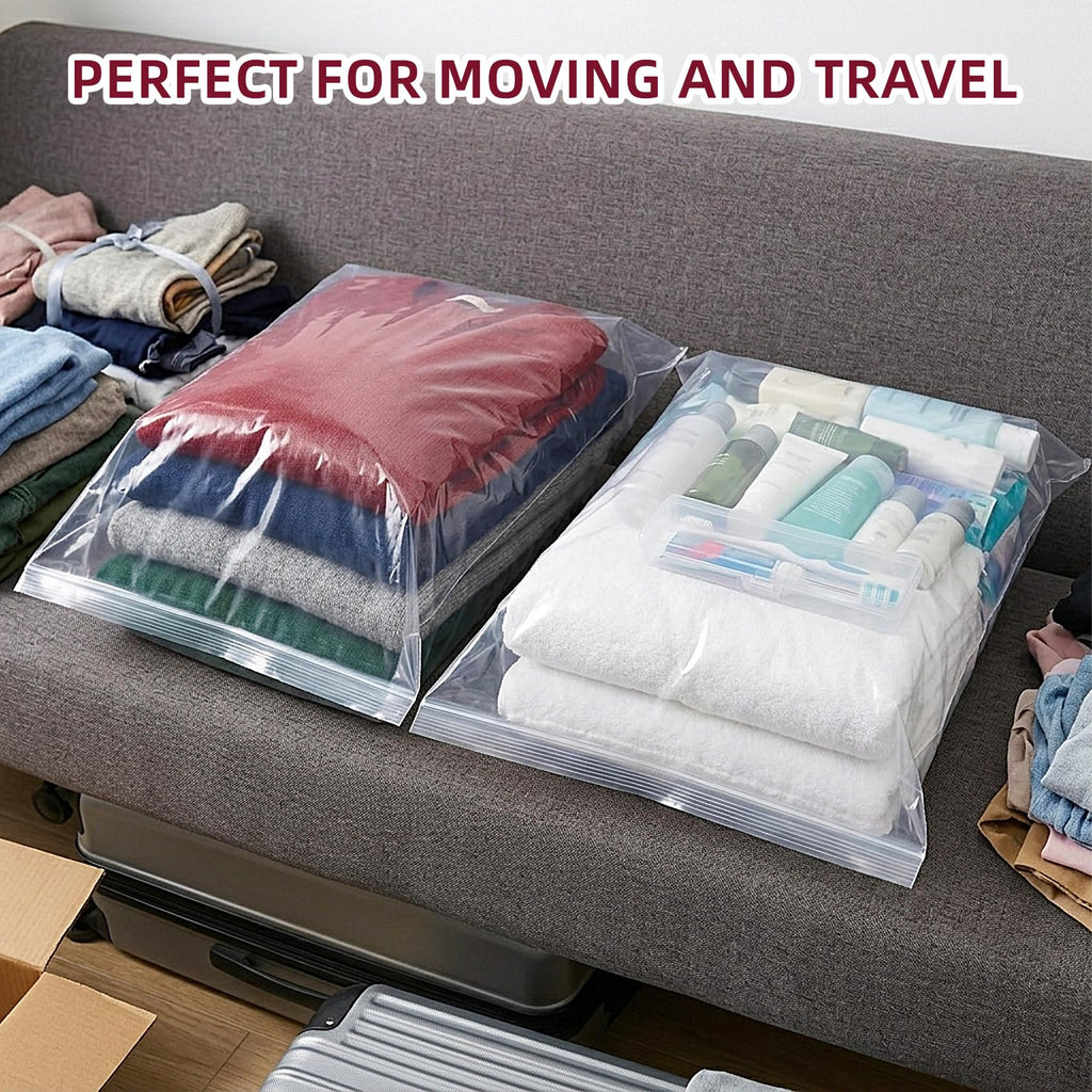 Large 5 Gallon Plastic Zipper Storage Bags, 18x24 Inches Clear Reclosable Storage Bags 20Pieces