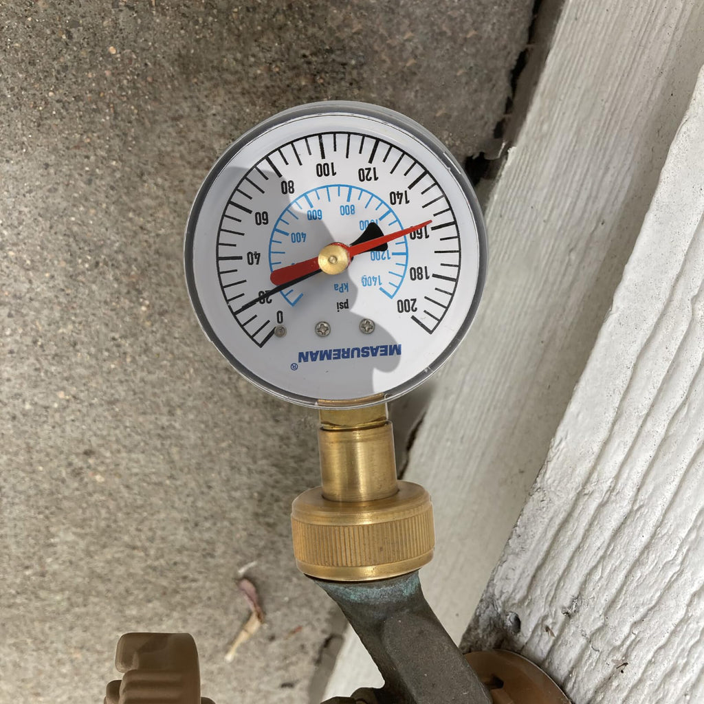 MEASUREMAN 0-200 PSI Water Pressure Gauge with Lazy Hand, 2-1/2'' Dial, Lead-Free, Stainless Steel Case, 3/4” Hose Thread, Water Pressure Gauge for Home
