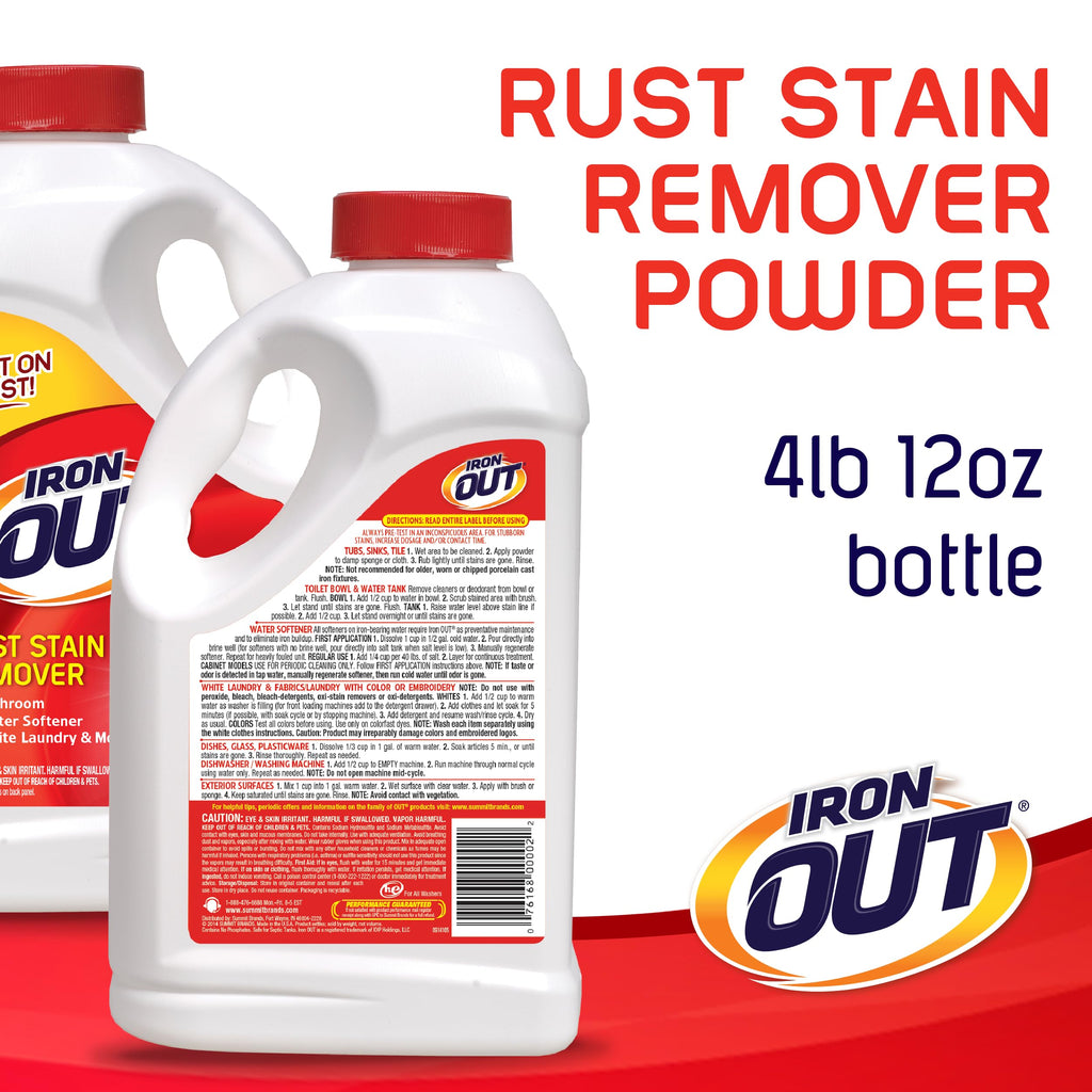 Iron OUT Powder Rust Stain Remover, Remove and Prevent Rust Stains in Bathrooms, Kitchens, Appliances, Laundry, and Outdoors, 4 Pound 12 Ounce, Pack of 6