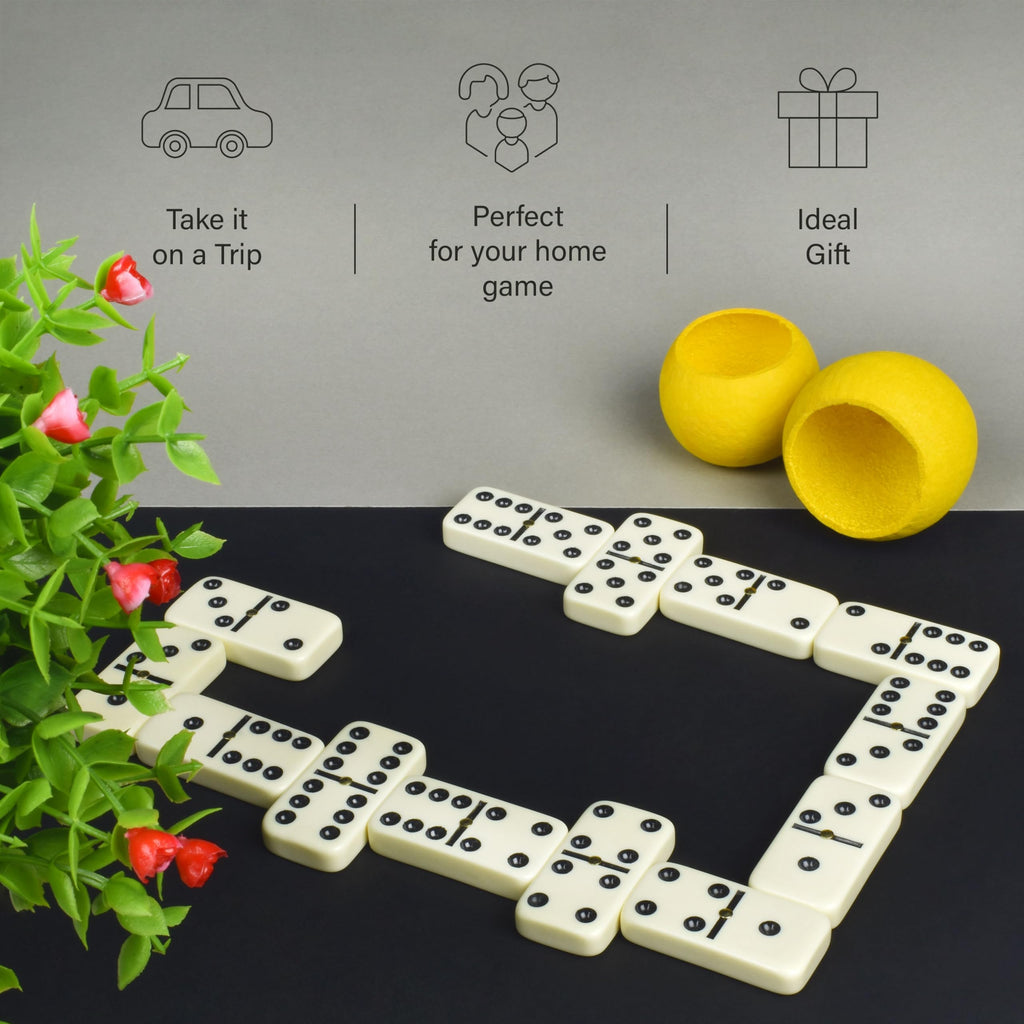 Queensell Dominos Set for Adults, Double 6 Dominoes Set with 28 Tiles in Wooden Case, Classic Dominoes, Family Board Game for Kids & Adults, Travel Game for Family Game Night, Juegos de Mesa