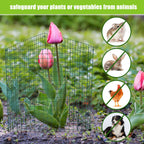 Zubebe 10 Pack Small Wire Plant Protectors Square Plant Protectors from Animals Mesh Cage Chicken Wire Cloche for Shrubs with Ground Stakes and Nylon Ties(Thickness 1mm,Dark Green)