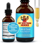 My Spectrum Heroes Calm & Focus Supplement Drops - Brain Support with L-theanine, GABA, Huperzine A - Enhance Focus for Kids or Adults - Boost Concentration for Kids & Teens - 2.02 FL oz. (60 ml)
