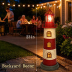 Large Garden Statues 23" Coastal Solar Lighthouse Garden Decor for Outside