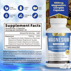 1000mg Magnesium Complex for Women & Men*, 8 Elemental with Magnesium Glycinate, Citrate, Malate, Taurate, Oxide, Carbonate, Aspartate, Orotate for Bones, Muscle, Recovery, Energy, Vegan, 90 Capsules