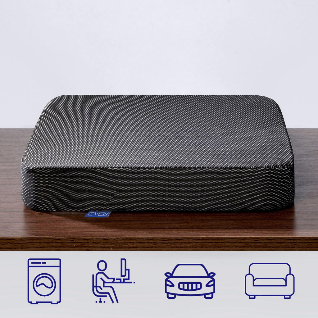 CYLEN Ifoam Gel Infused Memory Foam Layer Wheelchair Cushion - Seat Cushion for Wheelchair-Office Chair, Kitchen Chair, Car Seats-Pressure Sore and Tailbone Pain Relief-High Dense Polyfoam Base(Black)