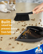 MR.SIGA Dustpan and Brush Set, Portable Cleaning Brush and Dustpan Combo with Bamboo Handle, Black, 1 Set