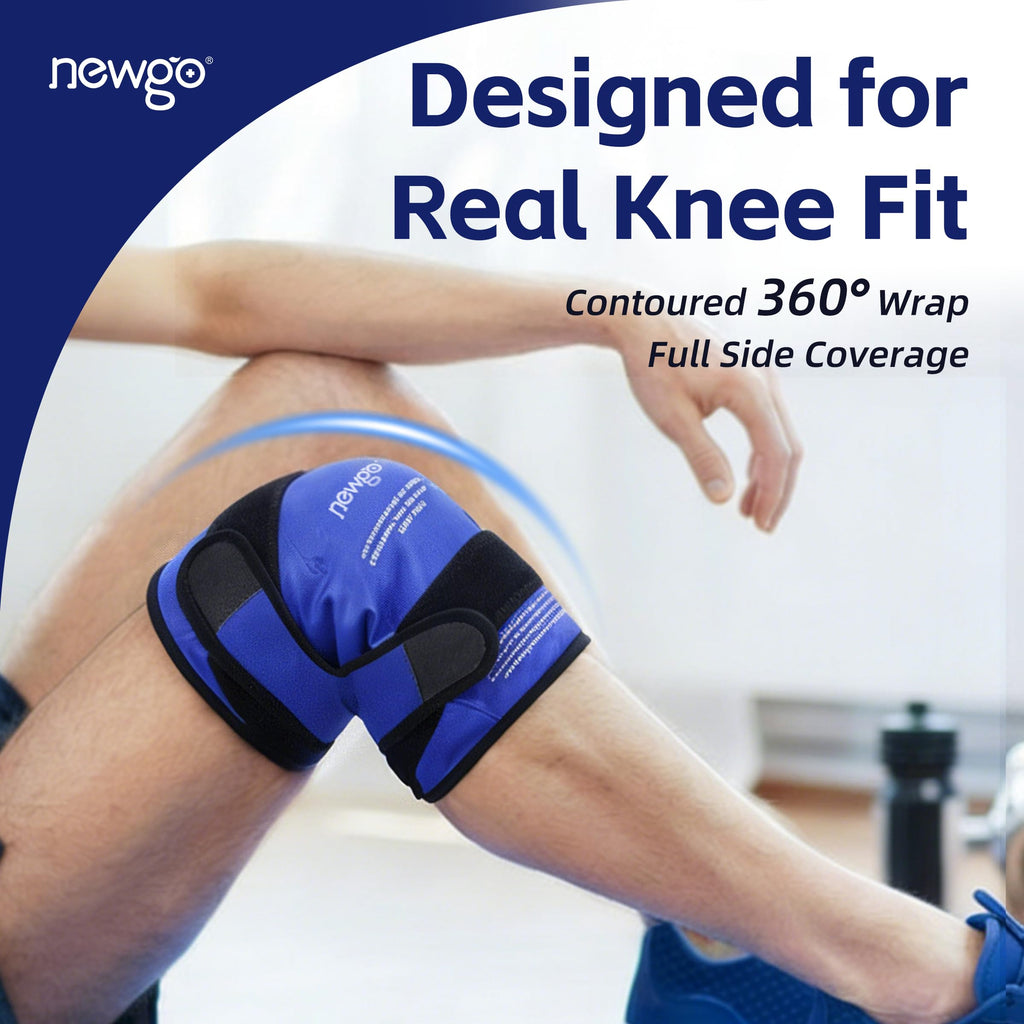 NEWGO Knee Ice Pack Wrap, Ice Pack for Knees Cold Compression Therapy for Knee Replacement Surgery, Arthritis Pain, ACL, Swelling, Sports Injuries (21.7" x 9.8") - Blue