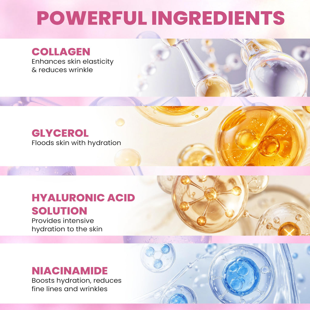 MIXAROLA Collagen Glow Up Mask 2.0, Bio Collagen Face Mask for Firming Skin, Deep Hydration, Wrinkle & Pore Reduction(4 Count (Pack of 1))