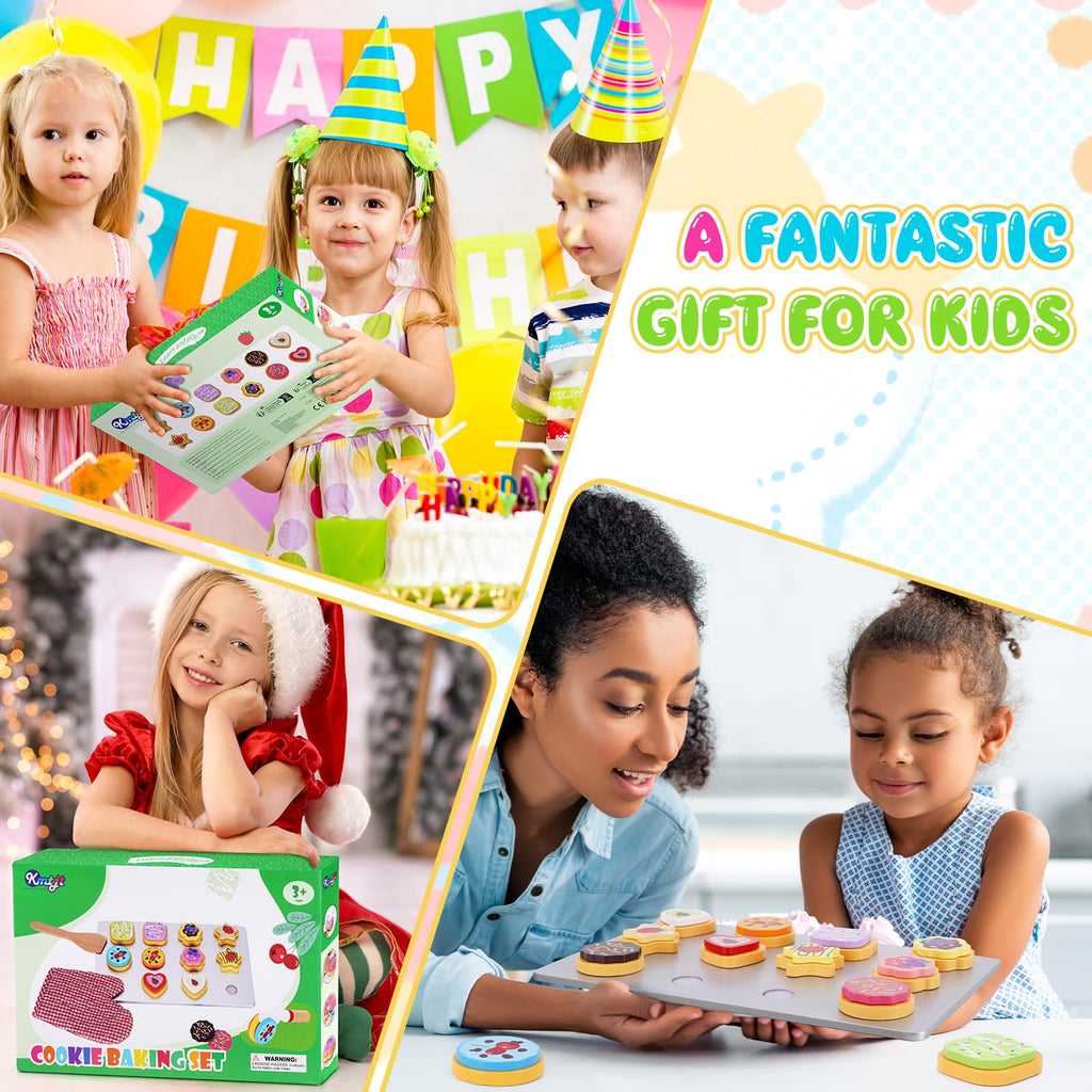 Slice and Bake Wooden Cookie Play Food Set for Kids Kitchen - Toy Food
