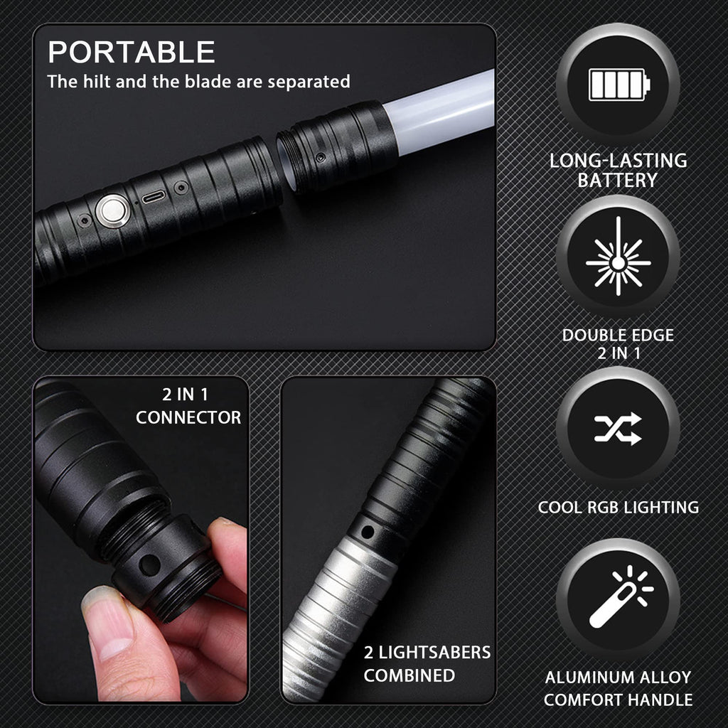 Oomyeh Lightsaber, 2 in 1 Dueling Light Saber with FX Sound 62.4 Inches
